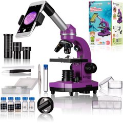 Микроскоп Bresser Junior Biolux SEL 40x-1600x Purple с набором для опытов и адаптером для смартфона