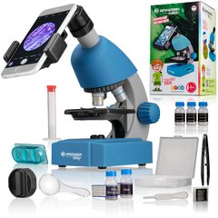 Мікроскоп Bresser Junior 40x-640x Blue з набором для дослідів та адаптером для смартфона